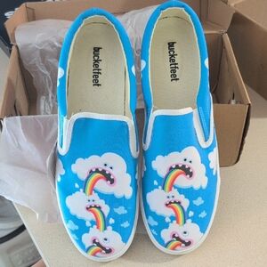 BucketFeet -  Vibrant Blue Rainbow Sneakers